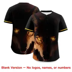 Black Gold White Wolf Graffiti Baseball Jersey 7