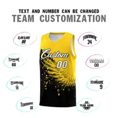 Black Gold Wing Pattern Basketball Jersey Sports Uniform 4