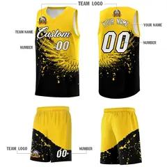 Black Gold Wing Pattern Basketball Jersey Sports Uniform 5
