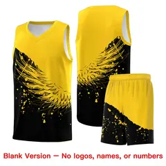 Black Gold Wing Pattern Basketball Jersey Sports Uniform 7