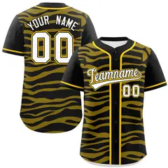 Black Gold Zebra Stripes Graffiti Authentic Baseball Jersey