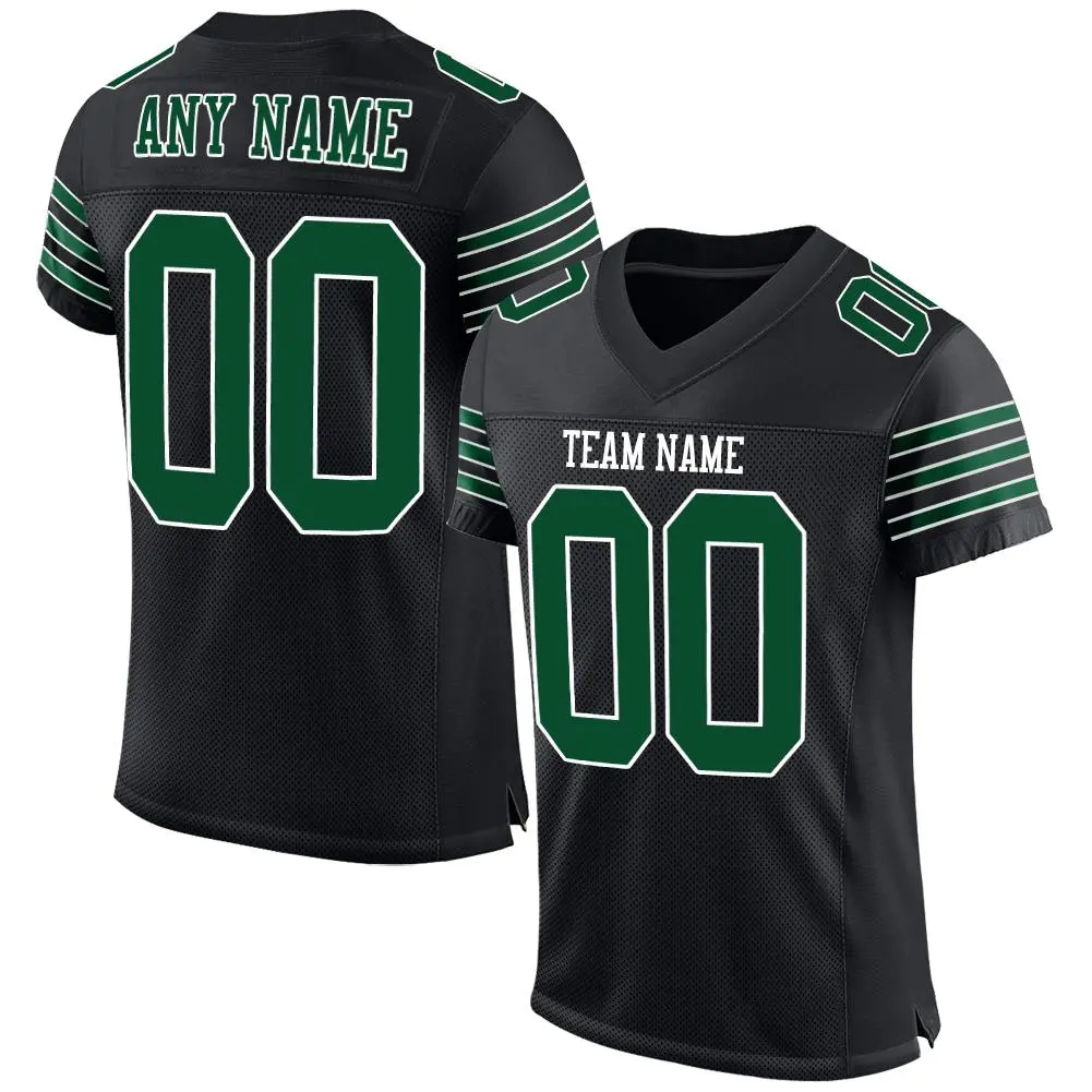 Black Gotham Green-White Mesh Football Jersey
