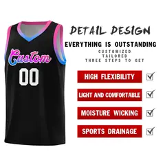 Black Gradient Font Uniform Basketball Jersey 4