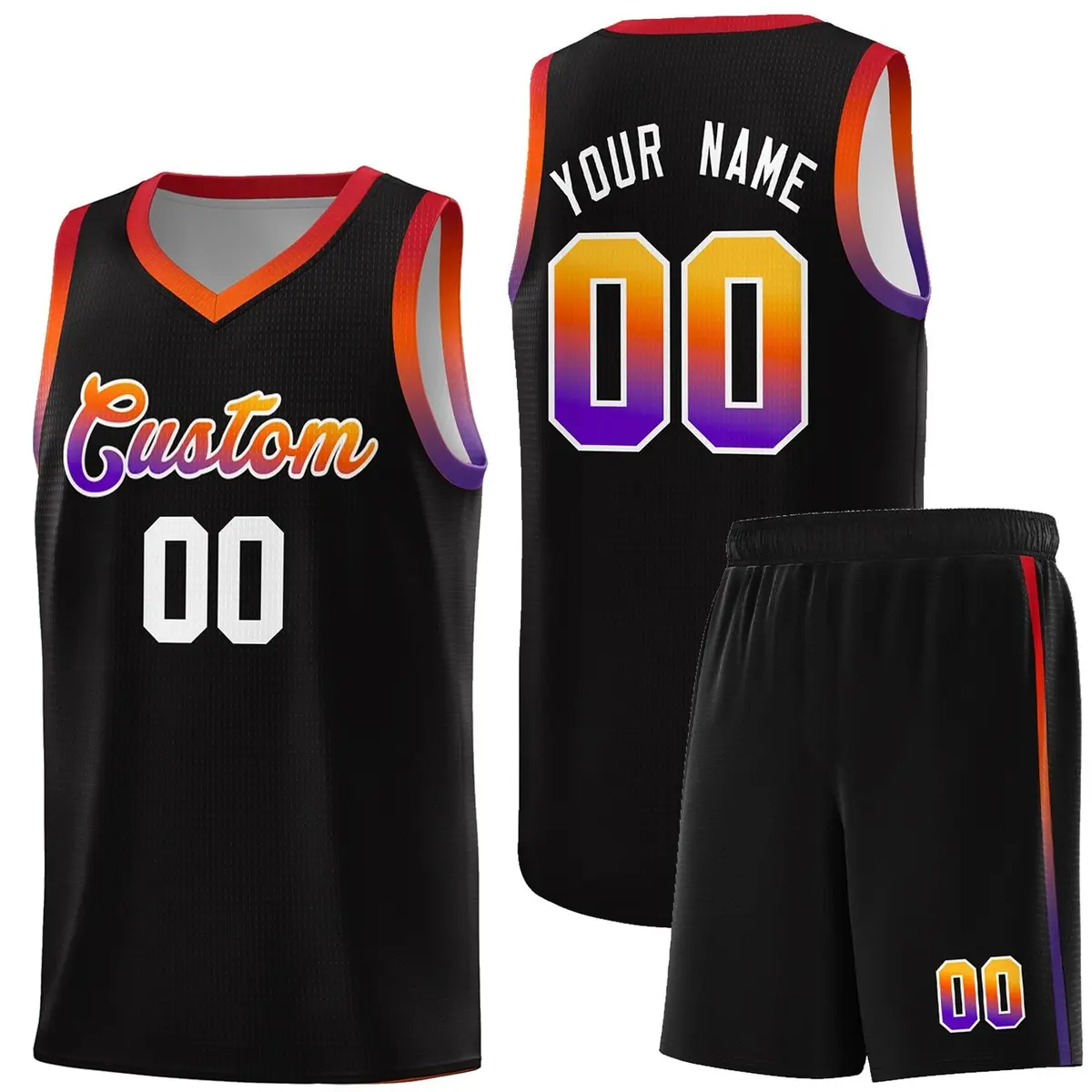 Black Gradient Font Uniform Basketball Jersey