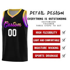 Black Gradient Font Uniform Basketball Jersey 4