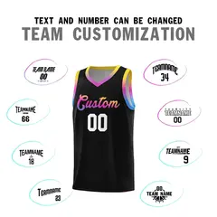 Black Gradient Font Uniform Basketball Jersey 3