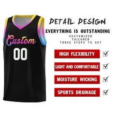 Black Gradient Font Uniform Basketball Jersey 4