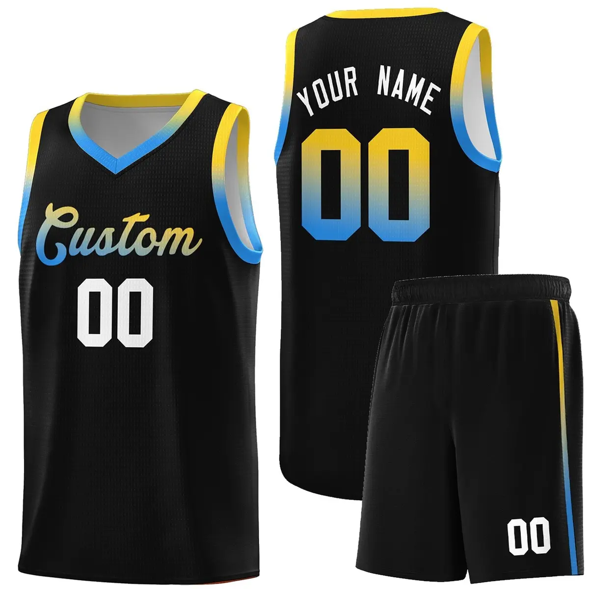 Black Gradient Font Uniform Basketball Jersey