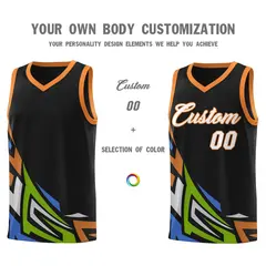 Black Gradient Graffiti Pattern Basketball Jersey 3