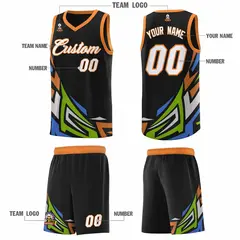 Black Gradient Graffiti Pattern Basketball Jersey 5