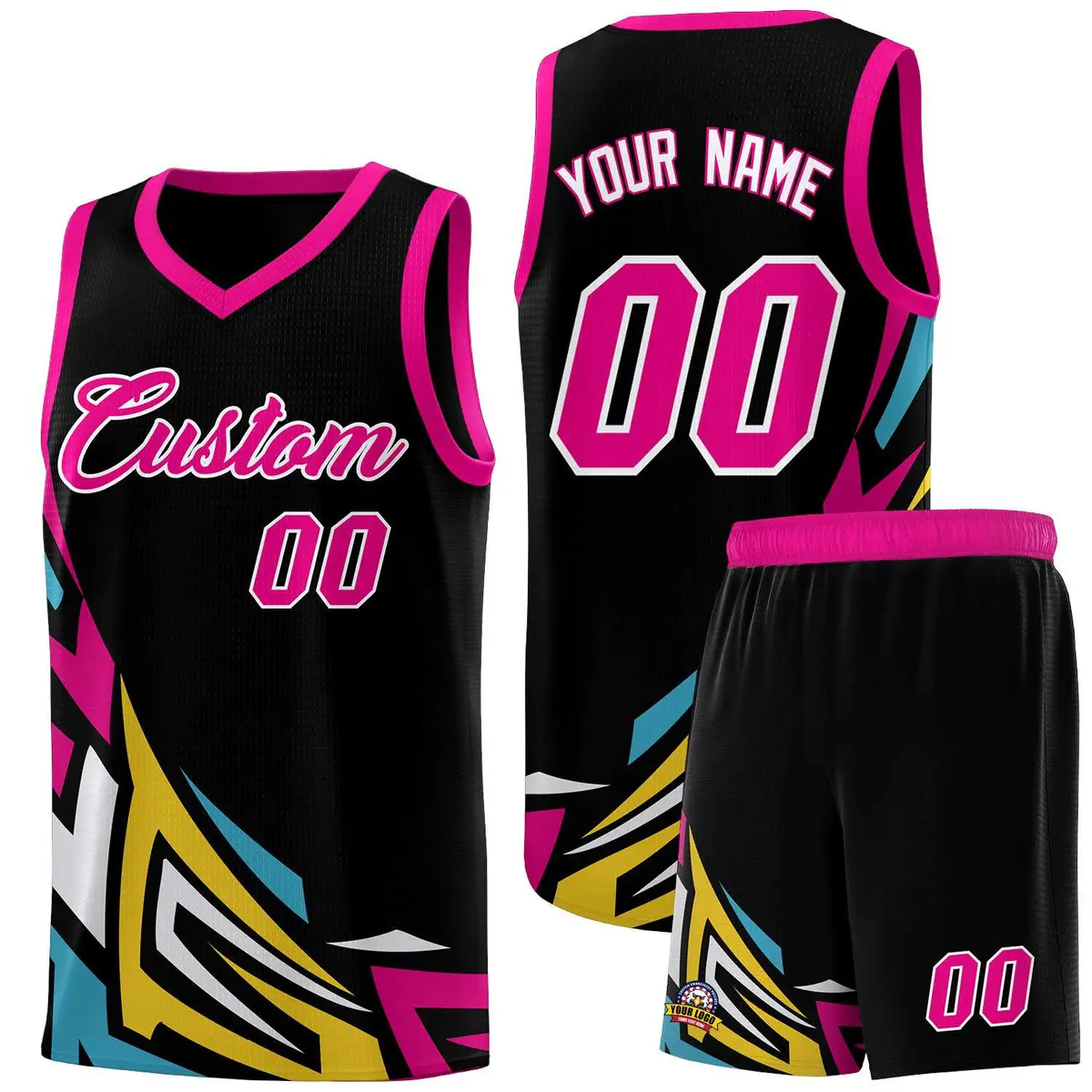 Black Gradient Graffiti Pattern Basketball Jersey