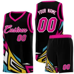 Black Gradient Graffiti Pattern Basketball Jersey