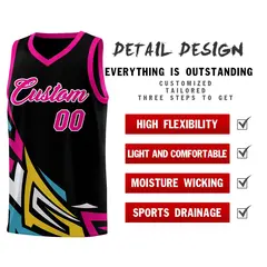 Black Gradient Graffiti Pattern Basketball Jersey 2
