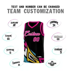 Black Gradient Graffiti Pattern Basketball Jersey 4