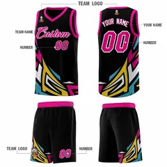 Black Gradient Graffiti Pattern Basketball Jersey 5
