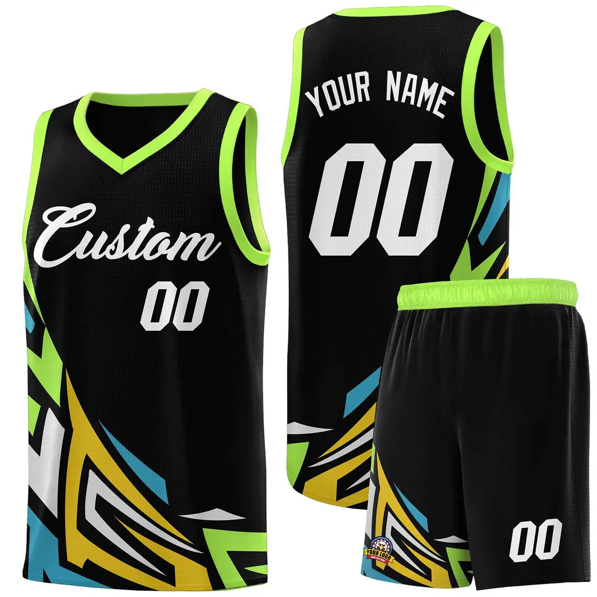 Black Gradient Graffiti Pattern Basketball Jersey