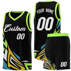 Black Gradient Graffiti Pattern Basketball Jersey