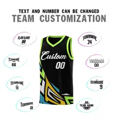 Black Gradient Graffiti Pattern Basketball Jersey 4