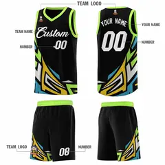 Black Gradient Graffiti Pattern Basketball Jersey 5