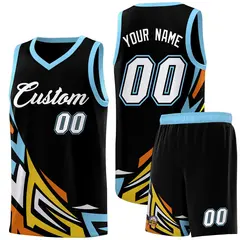Black Gradient Graffiti Pattern Basketball Jersey 1