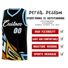 Black Gradient Graffiti Pattern Basketball Jersey 2