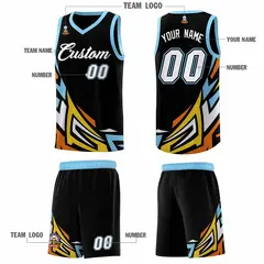 Black Gradient Graffiti Pattern Basketball Jersey 5