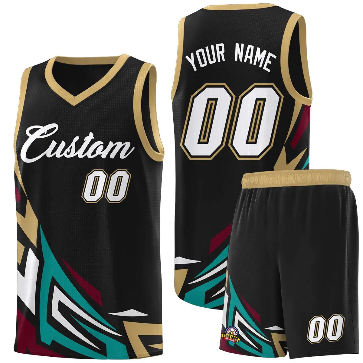 Black Gradient Graffiti Pattern Basketball Jersey