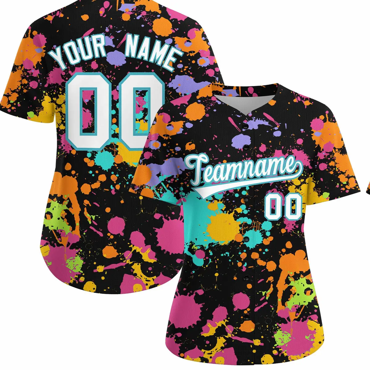 Black Graffiti Fashion Baseball Jersey For Women