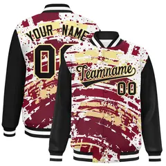 Black Graffiti Pattern Varsity Full-Snap Letterman Baseball Jacket