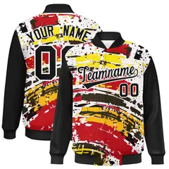 Black Graffiti Pattern Varsity Full-Snap Letterman Baseball Jacket