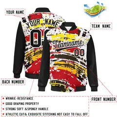 Black Graffiti Pattern Varsity Full-Snap Letterman Baseball Jacket 2