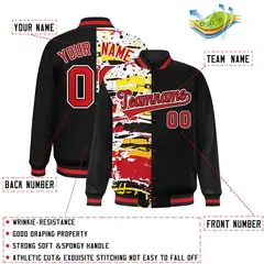 Black Graffiti Pattern Varsity Full-Snap Letterman Baseball Jacket 2