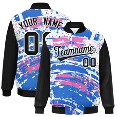Black Graffiti Pattern Varsity Full-Snap Letterman Baseball Jacket