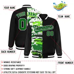 Black Graffiti Pattern Varsity Full-Snap Letterman Baseball Jacket 2