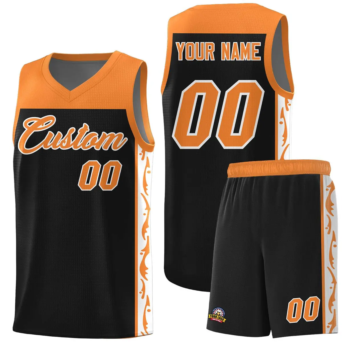 Black Graffiti Side Pattern Basketball Jersey