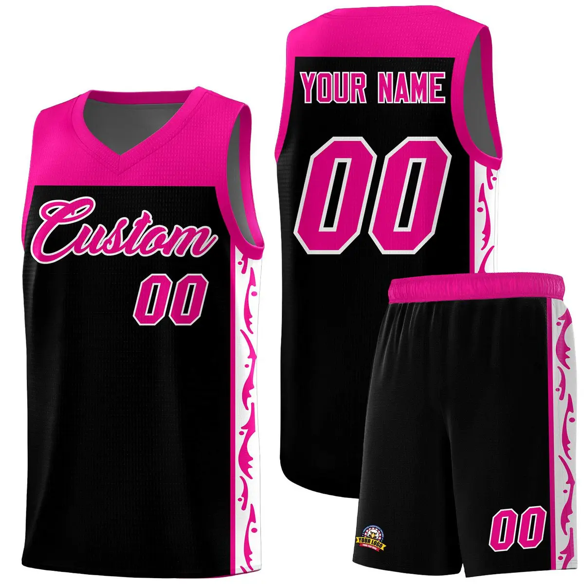 Black Graffiti Side Pattern Basketball Jersey