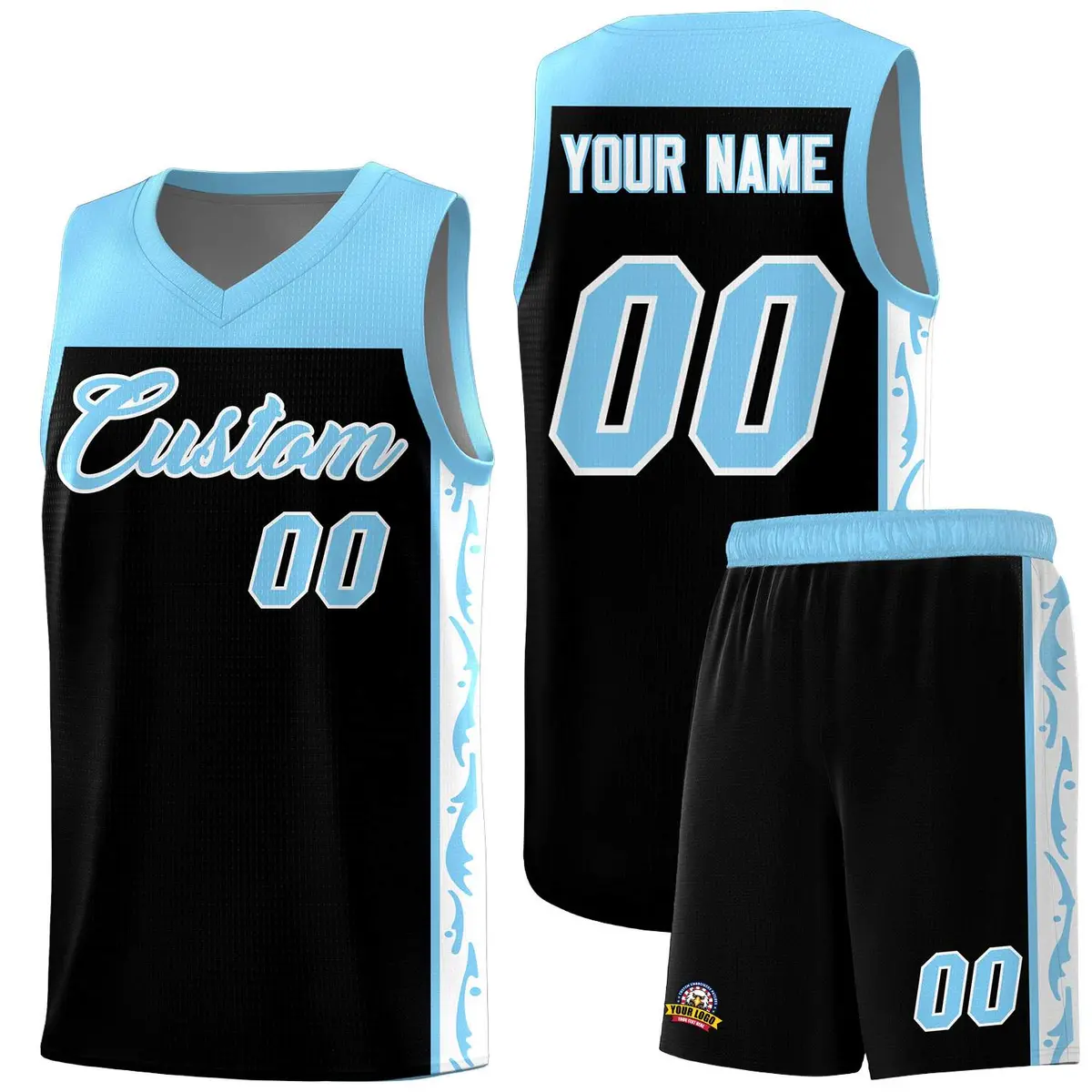 Black Graffiti Side Pattern Basketball Jersey