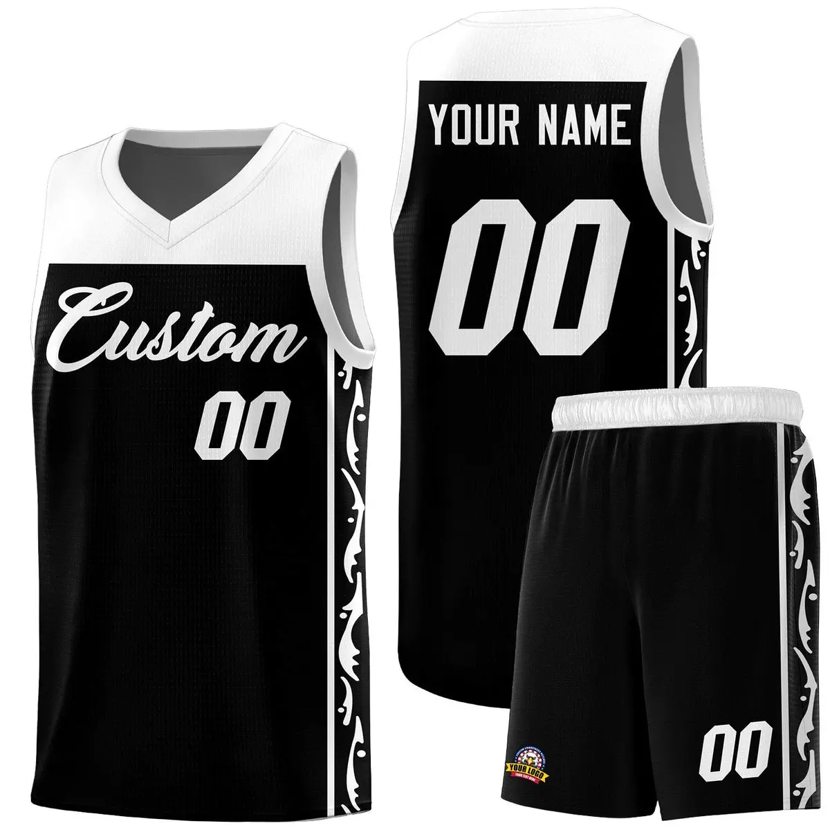 Black Graffiti Side Pattern Basketball Jersey