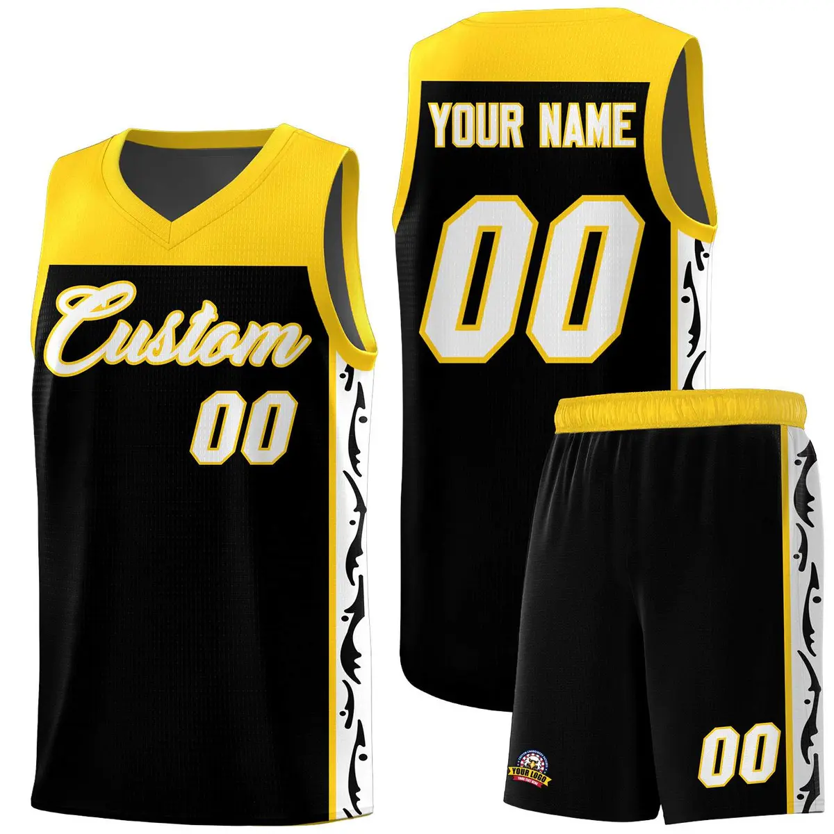 Black Graffiti Side Pattern Basketball Jersey