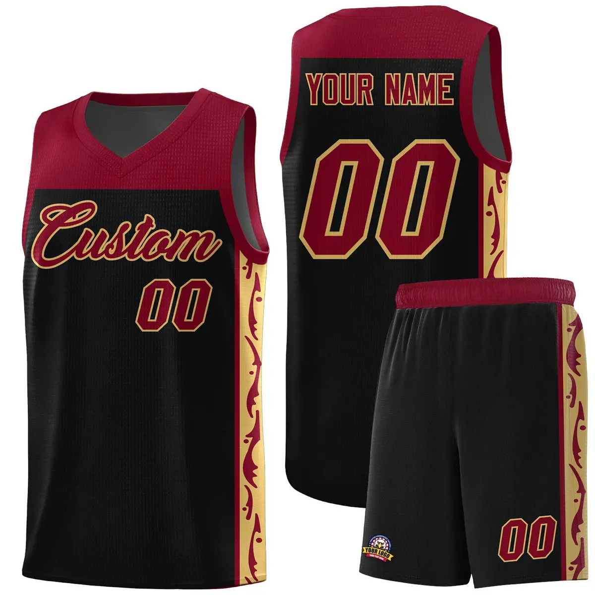 Black Graffiti Side Pattern Basketball Jersey