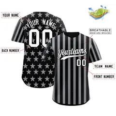 Black Gray American Flag Graffiti Baseball Jersey 2