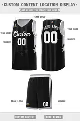 Black Gray and White Gradient Star Graffiti Basketball Jersey 5