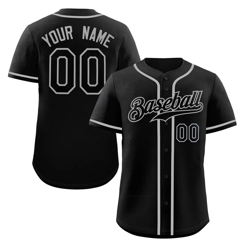 Black Gray Authentic Classic Baseball Jersey