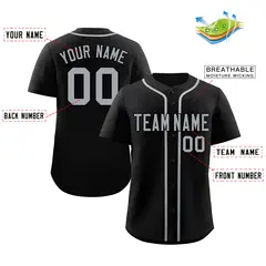 Black Gray Authentic Classic Baseball Jersey 2