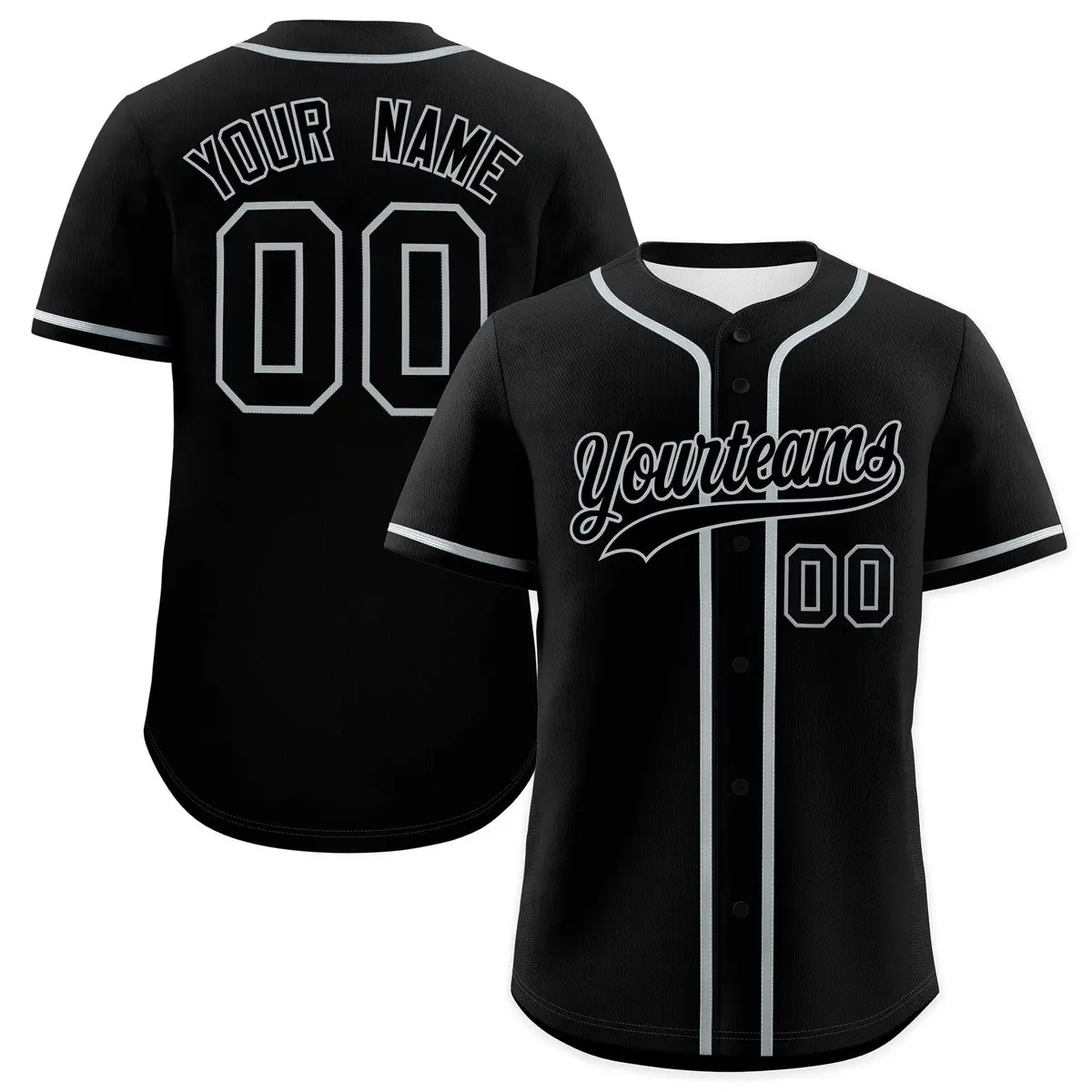 Black Gray Authentic Classic Baseball Jersey