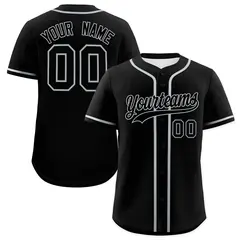 Black Gray Authentic Classic Baseball Jersey 1