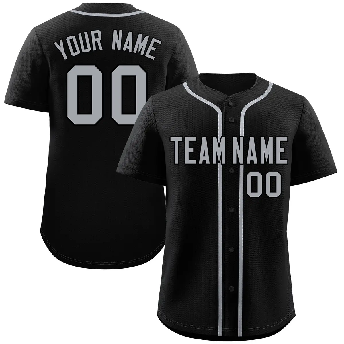 Black Gray Authentic Classic Baseball Jersey