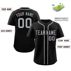 Black Gray Authentic Classic Baseball Jersey 2