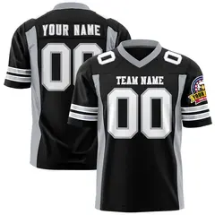 Black Gray Authentic Football Jersey with Sleeve Stripes 1