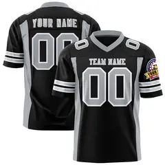 Black Gray Authentic Football Jersey with Sleeve Stripes 1